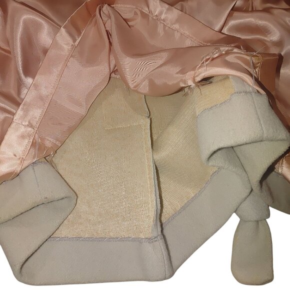 Real Fox Fur Collar Coat Belt Light Gray Wool Satin Lining Project or Parts - Picture 8 of 12